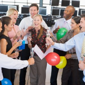 Stock Traders Celebrating In The Office Company Retreat Accommodation UK