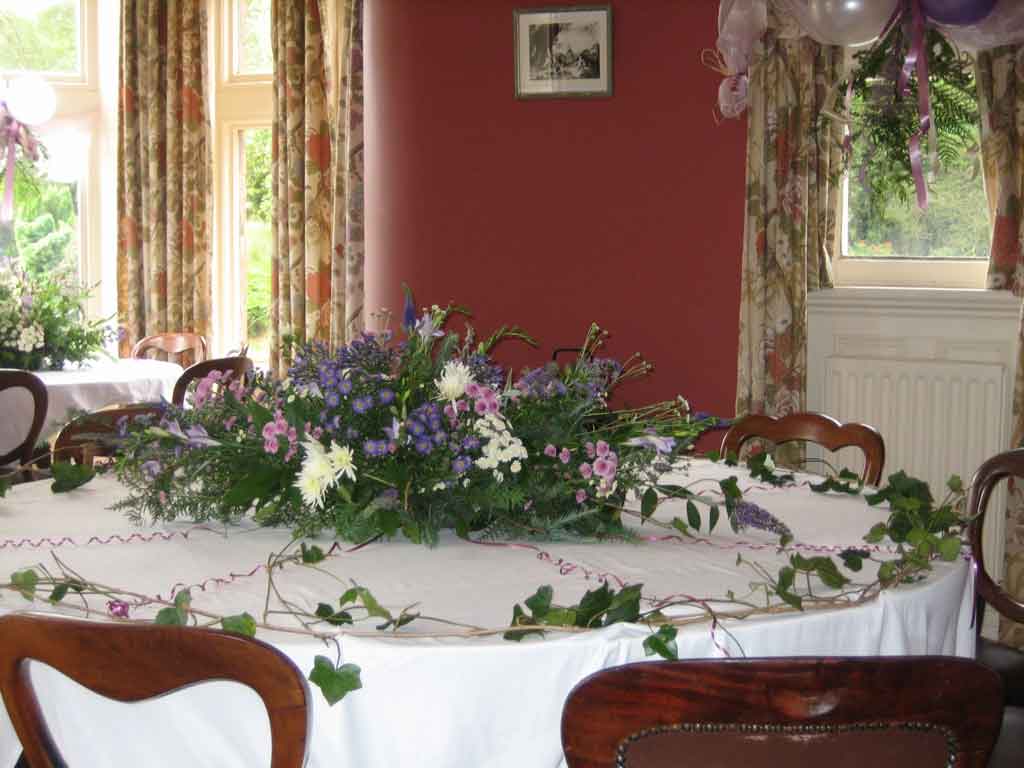 RH Dining Room with flowers