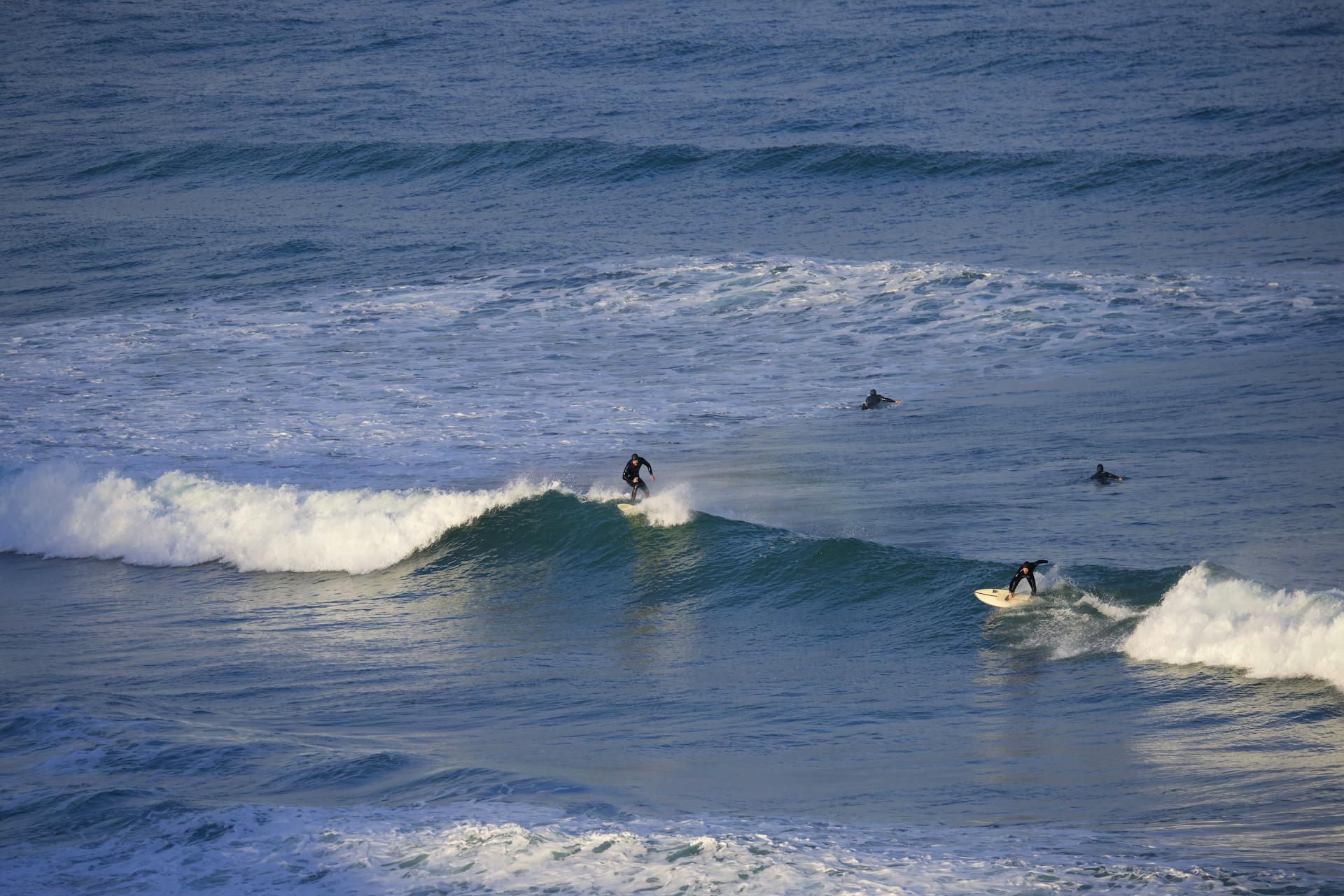 People surfing at Saltburn in North East England